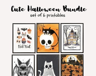 Cute Halloween Poster Set of 6  | Kids Halloween Printable | Nursery Halloween Art | Fun Halloween Decor | DIGITAL DOWNLOAD