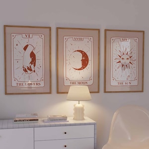 Tarot Poster Trio | Terrakotta | Tarotkarten | Tarot Poster Set | Trendiges Wandkunst-Set | DIGITALER DOWNLOAD