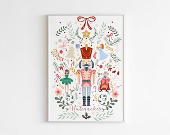 Nutcracker Poster | Fairytale Christmas Prints | Xmas Illustrations Decor | Christmas Wall Art |  DIGITAL DOWNLOAD