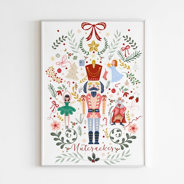 Nutcracker Poster | Fairytale Christmas Prints | Xmas Illustrations Decor | Christmas Wall Art |  DIGITAL DOWNLOAD
