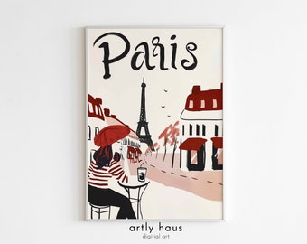 In a Parisian Café Poster Solo | Food and Drink Printable | Abstract Kitchen Decor | DIGITAL DOWNLOAD