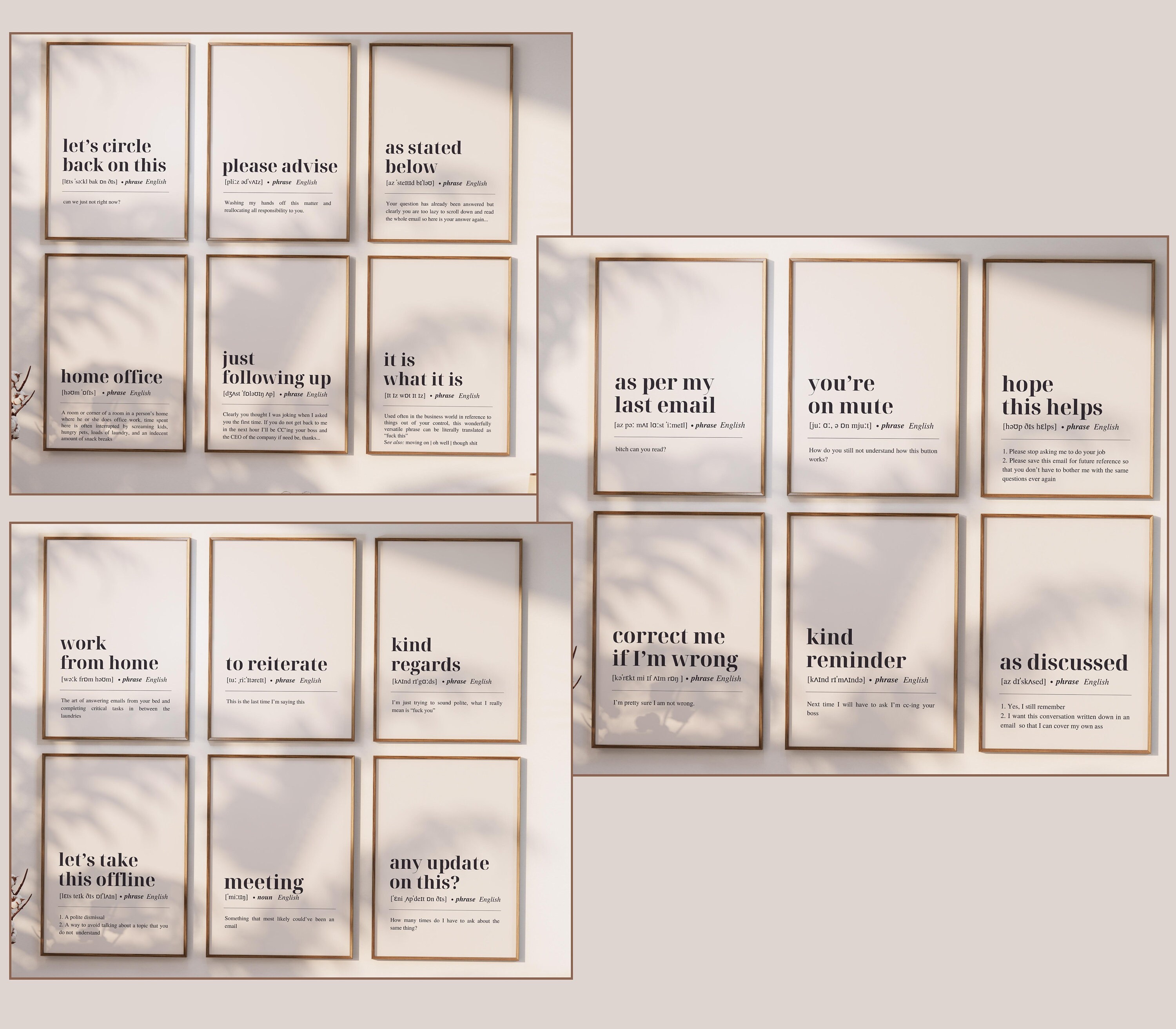 Funny Office Decor 18 PRINTABLES Office Wall Art Gallery Wall Set Funny ...