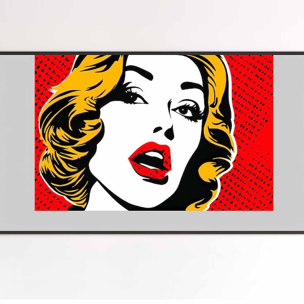 Samsung Frame TV Art | Dotted Diva | Pop Art | Lichtenstein Inspired | Red and Black | DIGITAL DOWNLOAD