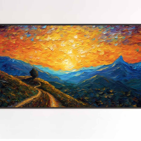 Samsung Frame TV Art | Sunset Serenade | Impasto Mountain | Vibrant Dusk | Valley View | DIGITAL DOWNLOAD