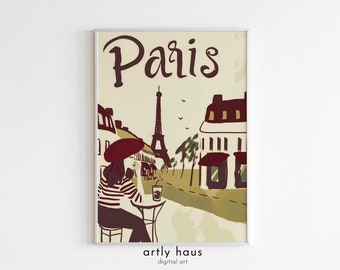 In a Parisian Café Poster Solo | Food and Drink Printable | Abstract Kitchen Decor | Antique Wildflower | DIGITAL DOWNLOAD