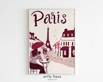 In a Parisian Café Poster Solo | Food and Drink Printable | Abstract Kitchen Decor | French Rose | DIGITAL DOWNLOAD