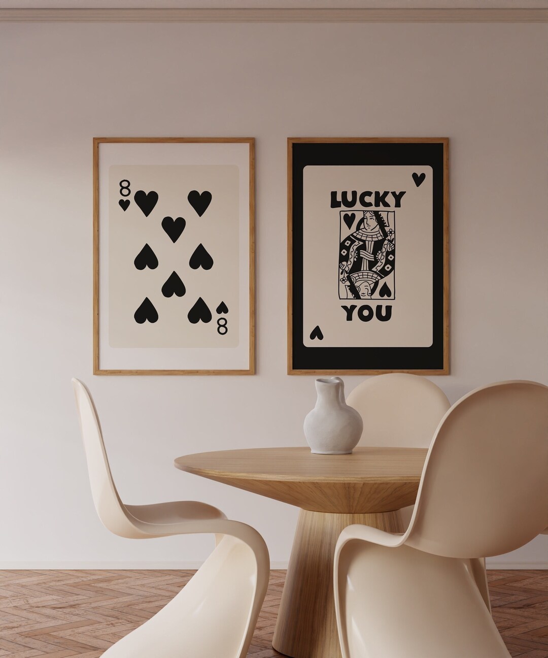 Lucky Cards Poster Set Retro Print Queen of Hearts Lucky You Poster ...
