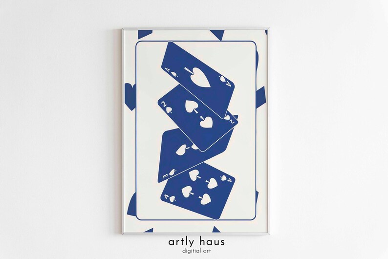 Lucky Cards Poster Vintage Playing Cards Print Fun Game Room Decor ...