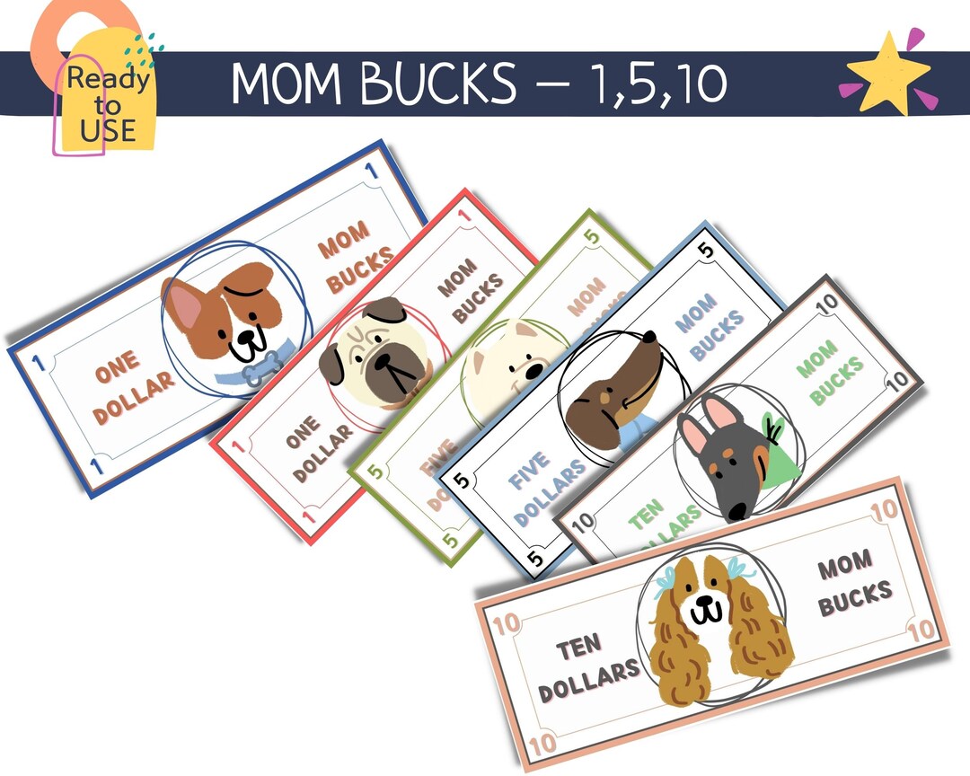 Mom Bucks Printable, Chore Money Printable. - Etsy