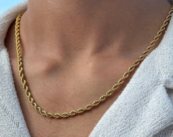 Twisted Rope Chain Gold mm Rope Necklace Men Gold Necklace Gold  Jewelry 50-60cm Size Gift idea