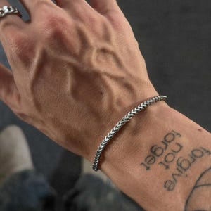 Foxtail Bracelet Silver | Mens Bracelet | 4 mm Bracelet Silver | Minimalistic Bracelet | Streetwear Jewelry Men | Waterproof & non-fading