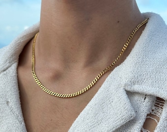 Cuban Link Chain Gold | 4mm Cuban Necklace Gold | Miami Curb Chain | Gold Jewelry Men | Streetwear Jewelry | 50-60cm Size | Gift Idea Men