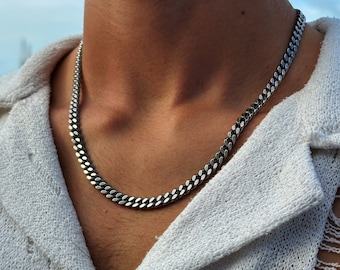 Cubaanse schakelketting 6 mm | Zilveren Cubaanse ketting heren | Alledaagse zilveren ketting heren | Streetwear-sieraden | 45-55 cm maat | Cadeau-idee mannen