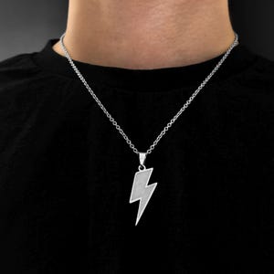 Chaîne éclair en argent | Chaîne Rolo 2 mm | Collier Boulon | Chaîne avec pendentif | 50-60 cm de longueur | Bijoux Streetwear | Idée cadeau homme