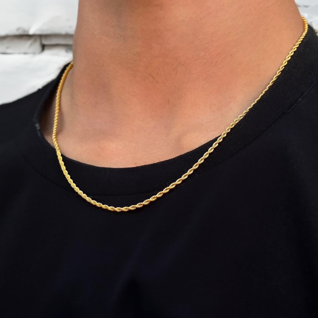 Twisted Rope Chain Gold | 2 Mm Rope Necklace Men | Minimalistic Gold ...