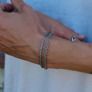 Twisted Rope Armband Zilver (3 mm) | Zilveren Armband Heren | Streetwear Sieraden | Minimalistische armband voor heren | Waterdichte armband | Cadeau-idee