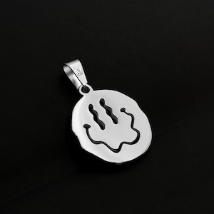 Smiley Pendant Silver | Men&#39;s Pendant | Unique Streetwear Jewelry | Waterproof & Non-Fading | Gift idea