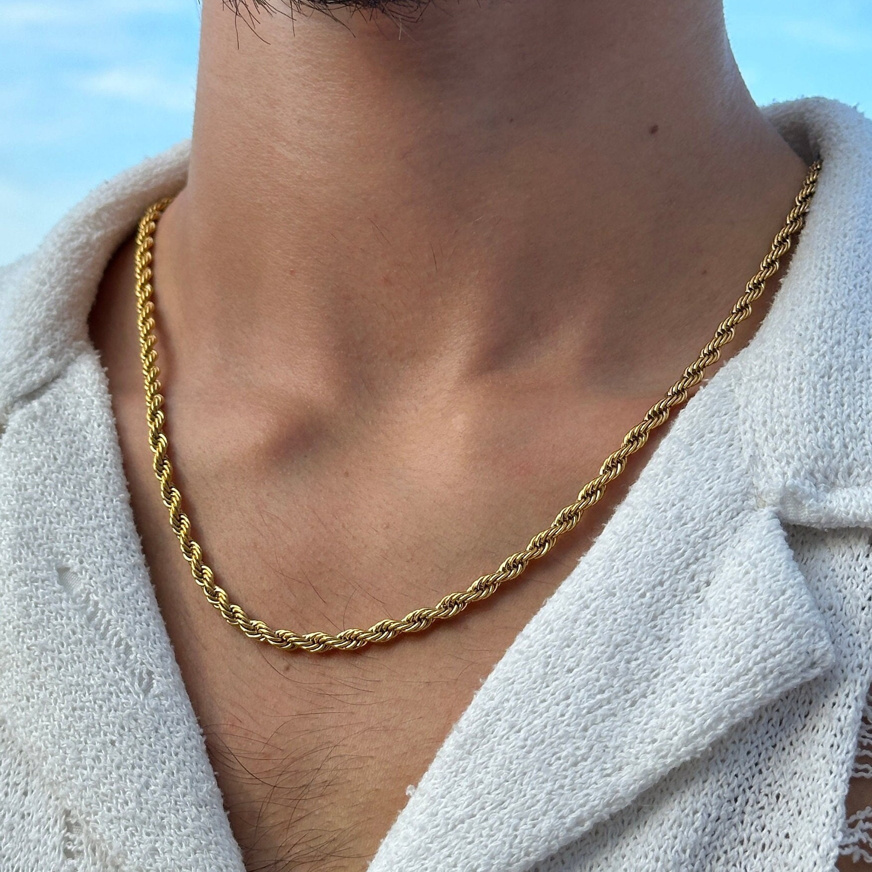 Twisted Rope Chain Gold | 4 Mm Rope Necklace Men | Gold Necklace