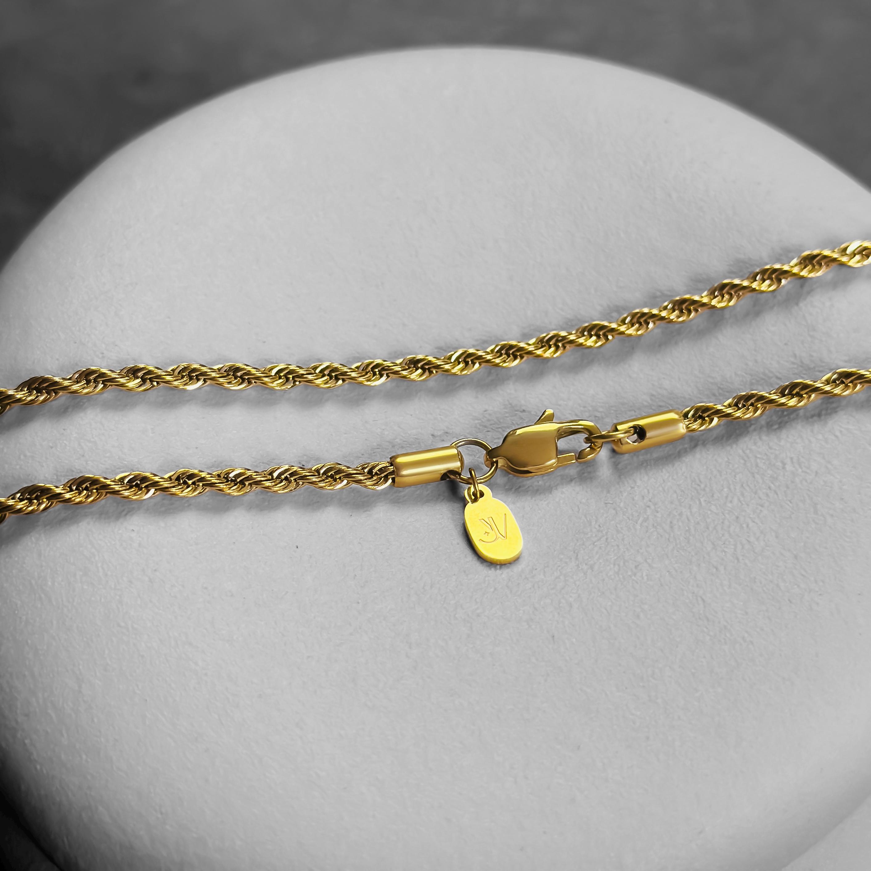 Collana E Ciondolo Croce In Oro Giallo 10k – Catena Corda 22 Pollici 3mm – My Elite Jeweler