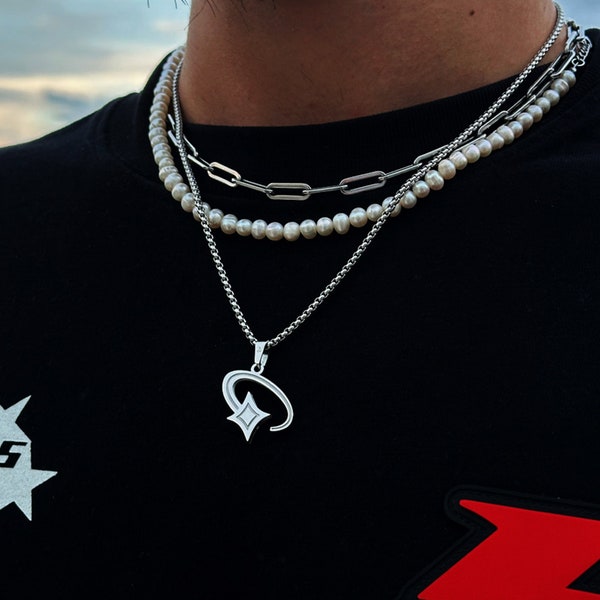 Shooting Star Box Chain Silver | 2,5mm Box Necklace | Shooting Star Pendant | Universe Streetwear Jewelry | 50-60cm Size | Gift Idea Men