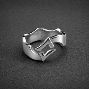Ring med bruten stjärna i silver | Gotiska smycken för män | Punkring | Design med krossad stjärna | Alternativa modeaccessoarer | Rostfritt stål Streetwear Y2K