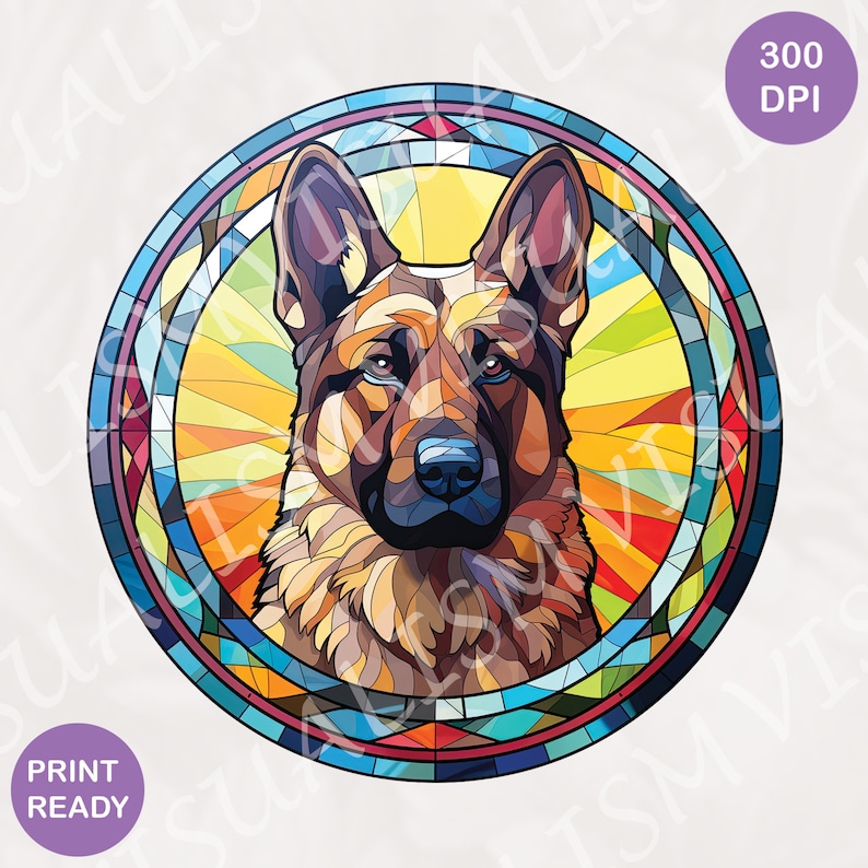 20 Stained Glass German Shepherd Pngs for Stained Glass Window Etsy