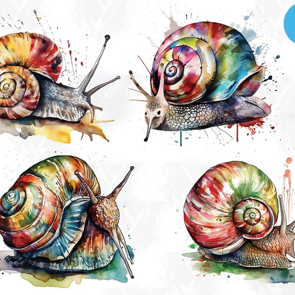 SNAIL WATERCOLOR CLIPART, Téléchargements numériques, Snail Clipart, Snail Png, Snail wall art, Snail imprime, Sublimation