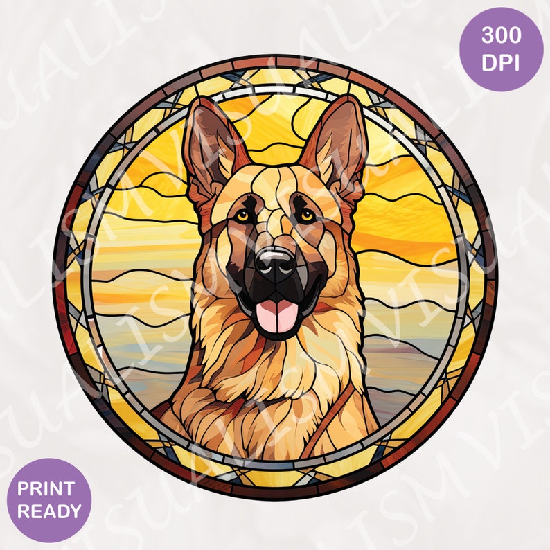 20 Stained Glass German Shepherd Pngs for Stained Glass Window Etsy