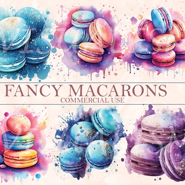 15 MACARON WATERCOLOR CLIPART, téléchargements numériques, macaron Clipart, macaron Png, art mural de friandises, macaron imprime, usage Commercial