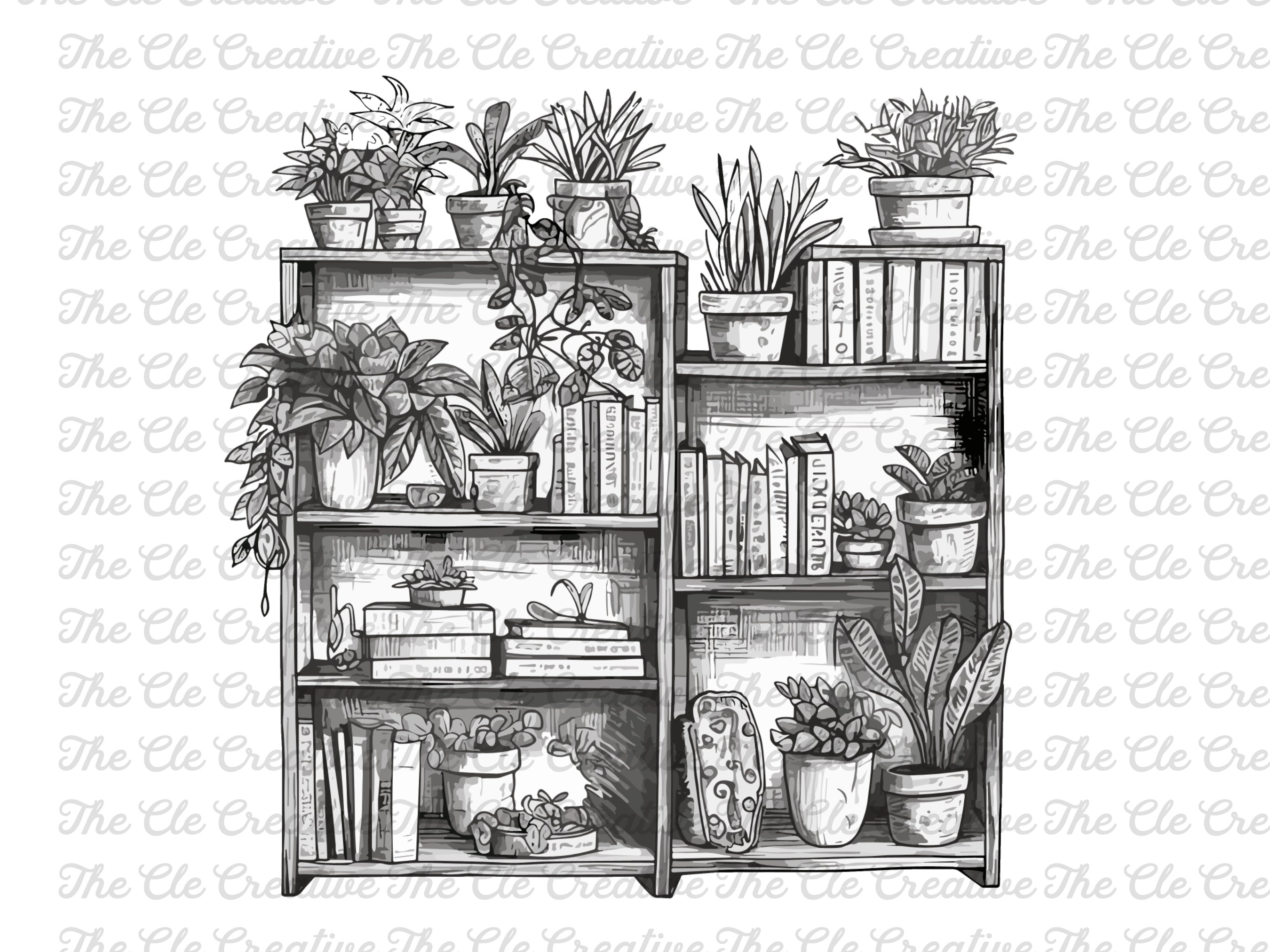 Bookshelf Clipart Bookshelf Sketch PNG Bookshelf Black and White