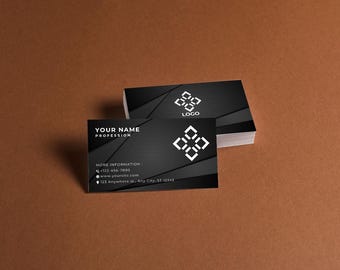 Elegant Black Business Card Template | Modern Professional Visiting Card | Editable Minimalist Business Card Design