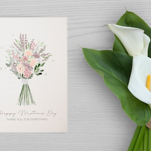 Carte de bouquet de fleurs pour la fête des mères - Gratitude et appréciation - Téléchargement numérique