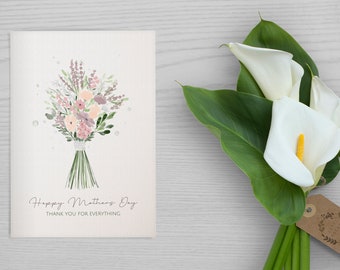 Tarjeta con ramo floral para el Día de la Madre - Gratitud y aprecio - Descarga digital