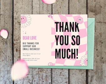 Expresa tu gratitud con una tarjeta de agradecimiento rosa y blanca