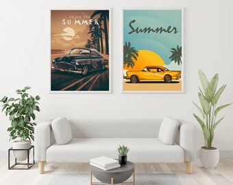 Crucero de verano - Escenas de coches clásicos de verano - Descarga digital (paquete de 2)