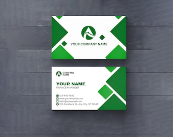 Plantilla de tarjeta de presentación minimalista verde: Diseño elegante y chic (Canva PDF)