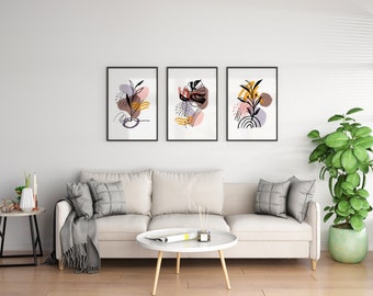 Arte lineal minimalista de plantas - Impresión digital (paquete de 3)