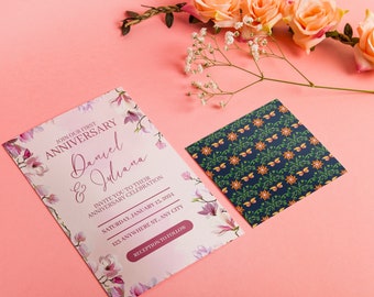 Amor floreciente: Invitación de aniversario