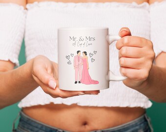 Juego de tazas para pareja "Una taza de amor" con imagen romántica