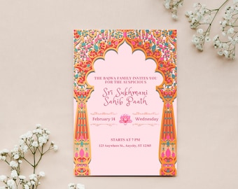 Invitación Sukhmani Sahib Paath / Invitaciones Sikh / Digital, Editable, Invitación DIY