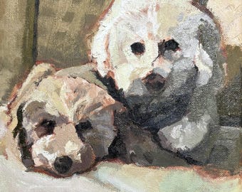 Custom Pet Oil Paintings, Original Handmade Canvas Painting From Photo, Personalized Wall Art Decoration, Pet Memorial, Portrait, Dog, Cat