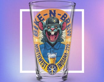 Reag the Rat Bike-N-Brew Pint glass