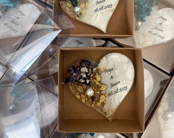 Favor de imán personalizado para invitados, imán epoxi con caja, favor de boda para invitados, imán con flor seca, regalo islámico, regalo nupcial