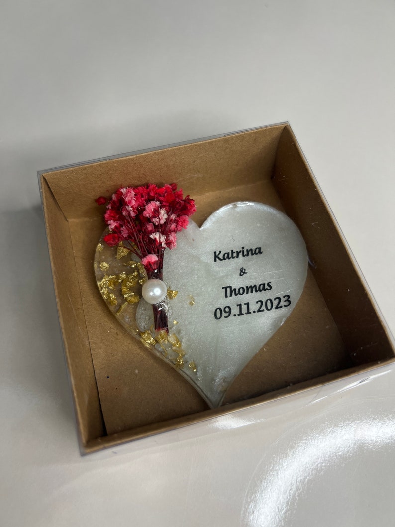 Aimant époxy avec boîte, cadeau personnalisé pour invité, cadeau de mariage pour invité, aimant avec fleur sèche, cadeau islamique, cadeau de mariée image 8
