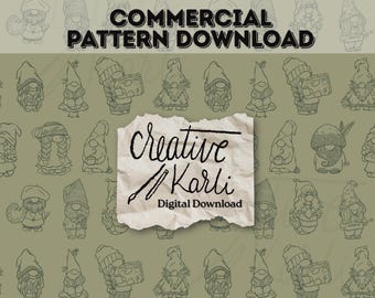 Gnomes Seamless Pattern - 5 Colorways, 300dpi, 4000 x 4000 Px, High-Res PNG