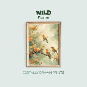 Impression d&#39;art sur toile oiseaux | Peinture à l&#39;huile | peinture vintage d&#39;oiseau | Art mural nature oiseaux | Cadeau déco d&#39;oiseau | Décoration de maison | Art mural imprimable
