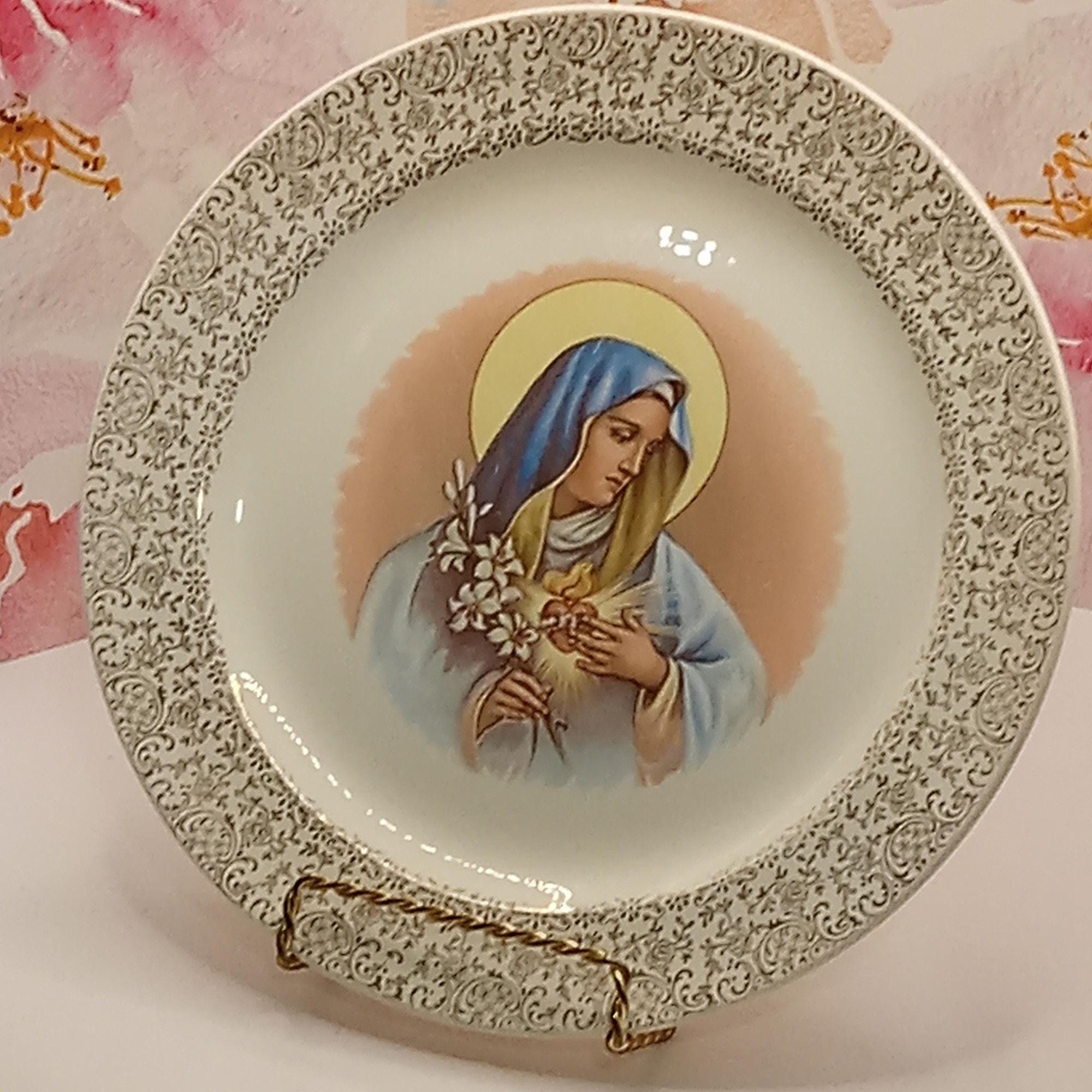 マリア　壁掛け　プレート　アンティーク　ビンテージ Virgin Mary Plate - Etsy