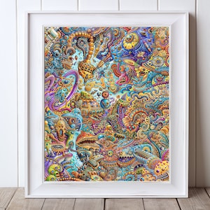 Psychedelic Cosmic Chaos: Immersive Digital Art Experience, Instant Download, Surreal, Trippy, Digital Art Download