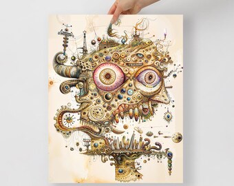 Steampunk Sentience - Abstract Cyber-organic Surreal Portrait