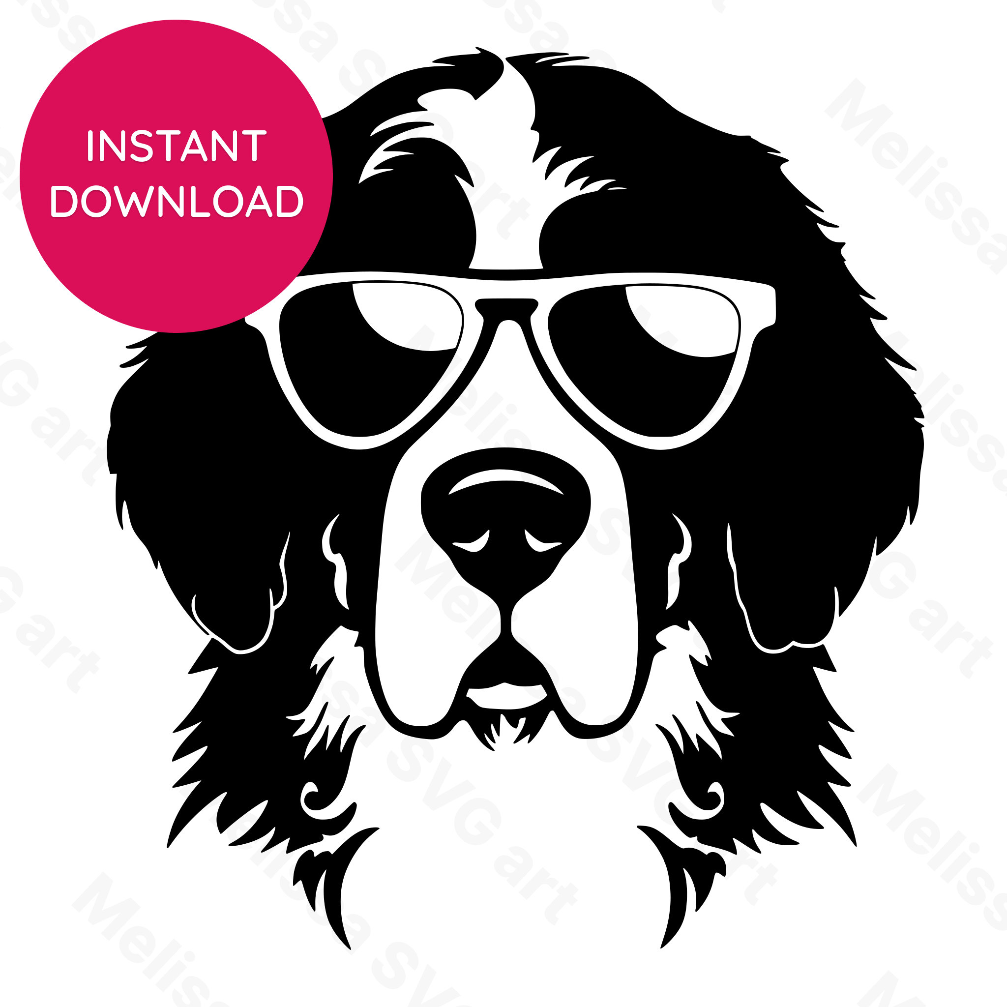 Bernese Mountain Dog Sunglasses SVG Dog Print Cool Pet Silhouette Gift ...
